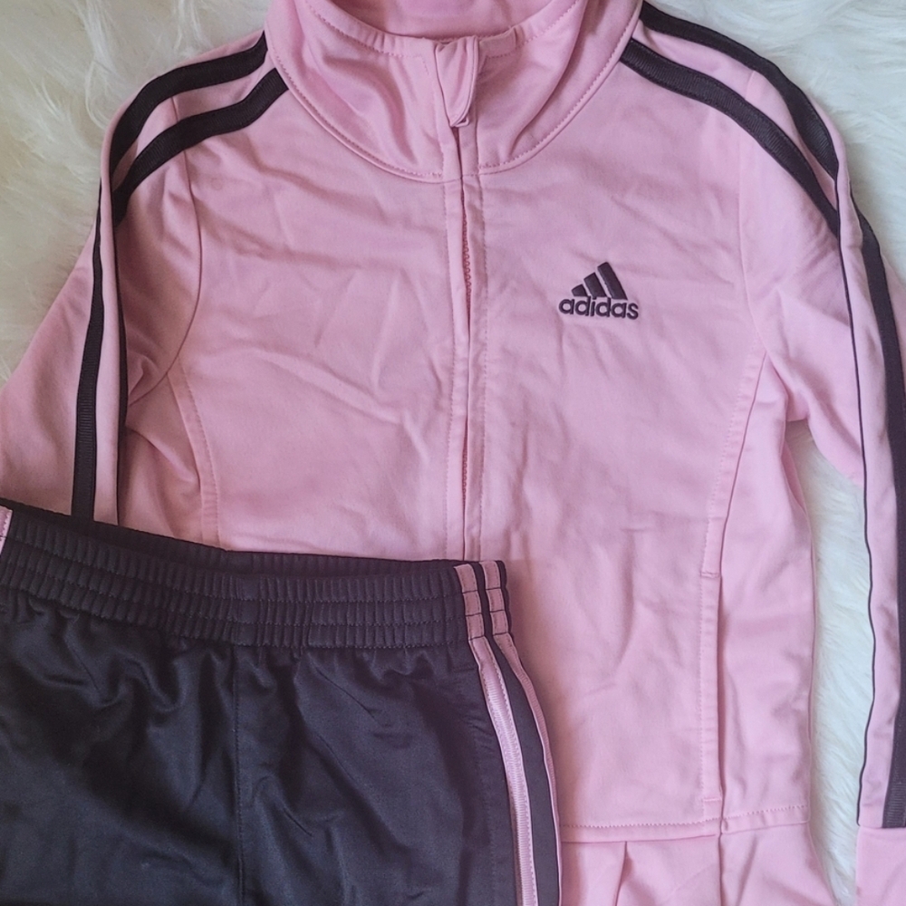 Adidas Kids Pink & Black Tracksuit